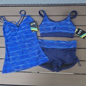 TYR Womens Blue Brooke Tank & Racerback & Della Boy Shorys Sz XS NEW Sample